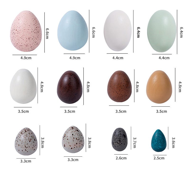 Montessori Dozen Wooden Bird Eggs