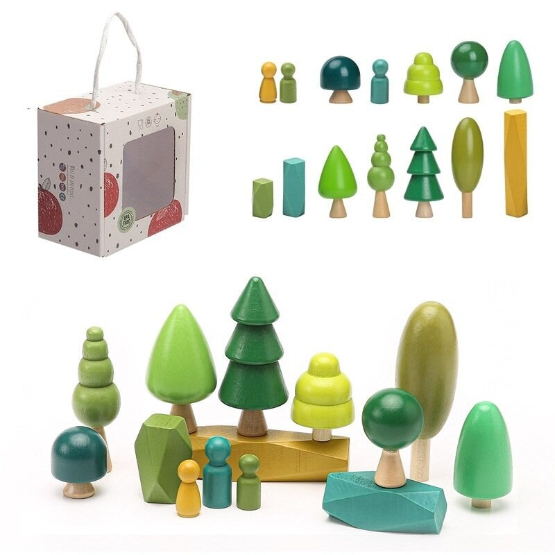 Montessori Forest Wooden Blocks Set