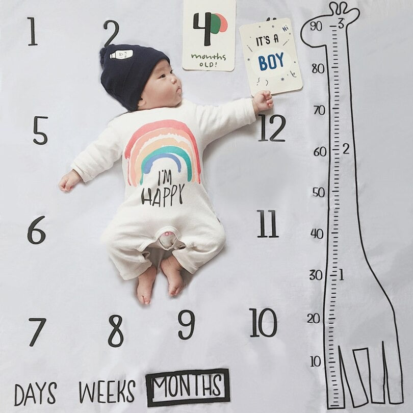 Giraffe baby Monthly Growth Milestone Blanket