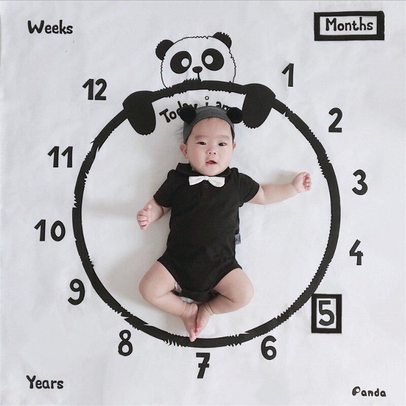 Circular Panda baby Monthly Growth Milestone Blanket