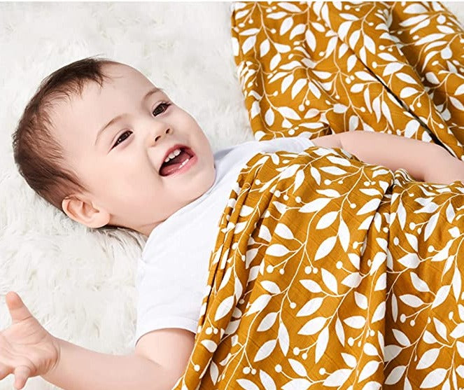 Breathable Muslin baby blanket for swaddling or stroller