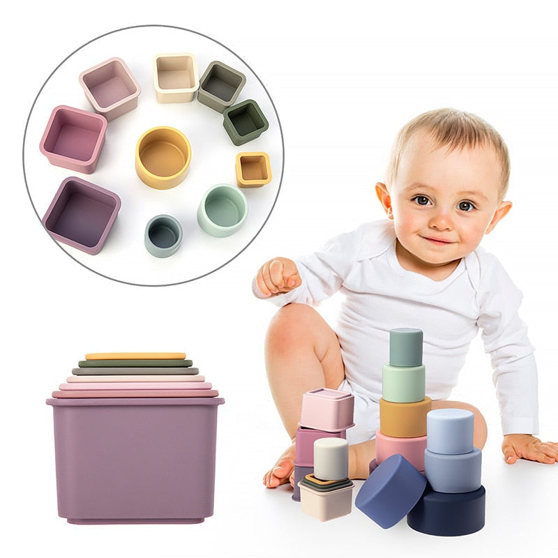 BPA free Silicone Stacking cup toy set