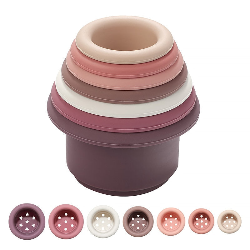 BPA free Silicone Stacking cup toy set