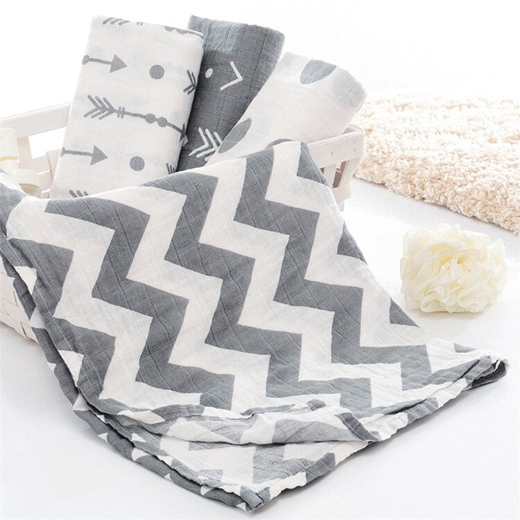 Breathable Muslin baby blanket for swaddling or stroller