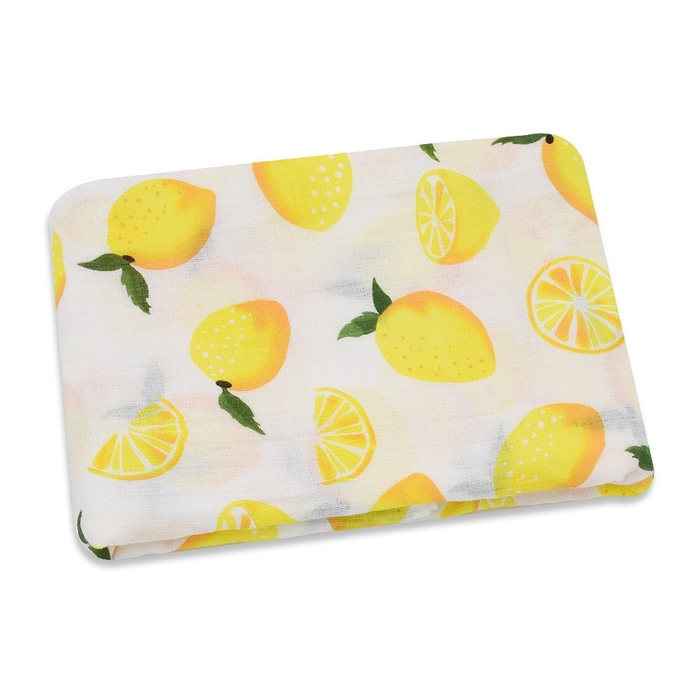 Lemons Breathable Muslin baby blanket for swaddling or stroller