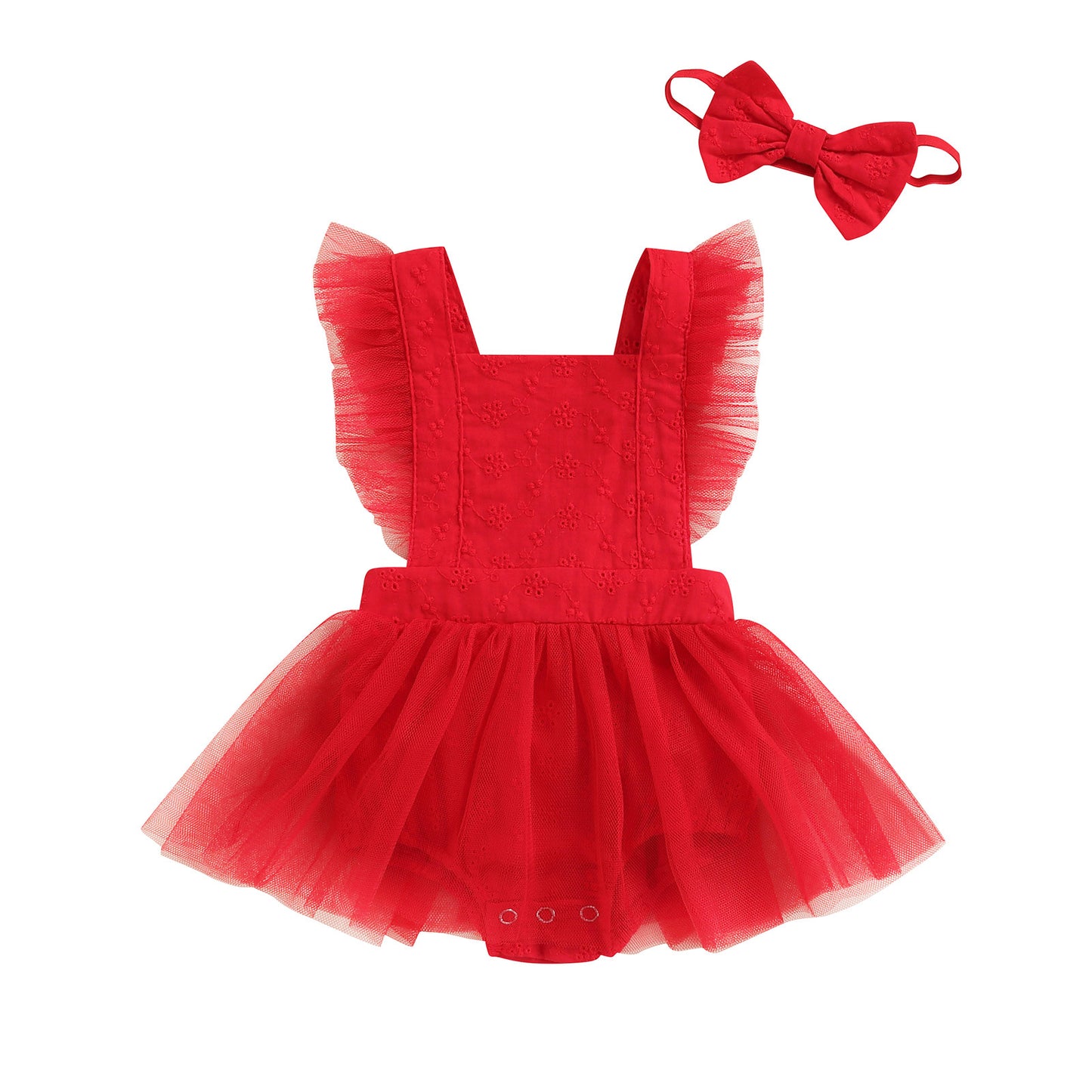 Red Lace Baby Romper