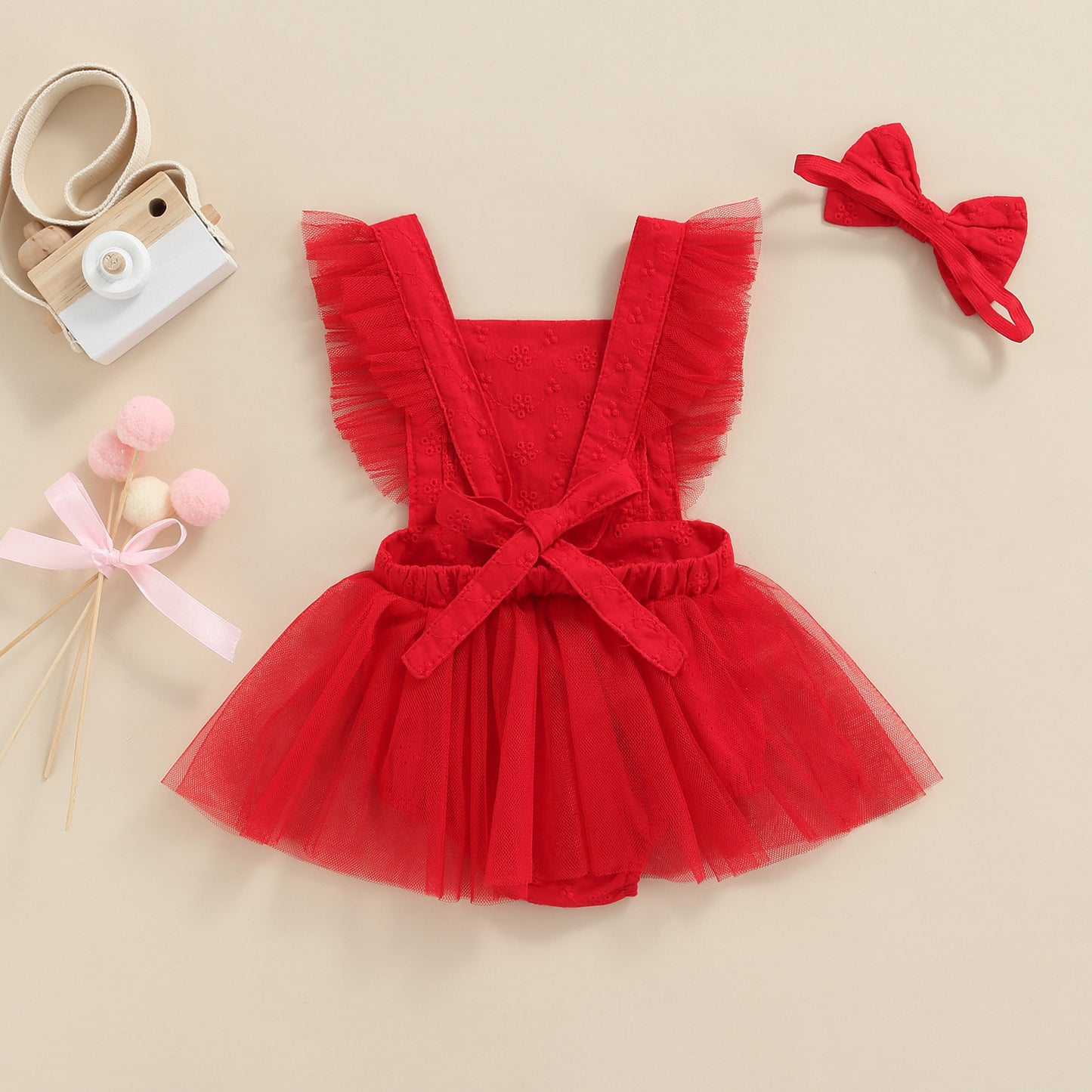 Red Lace Baby Romper