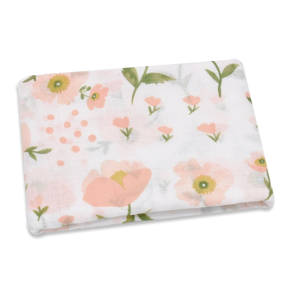 Flowers Breathable Muslin baby blanket for swaddling or stroller