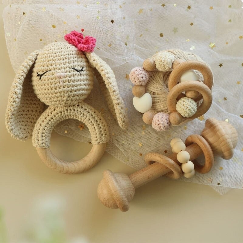 New York City Organic Cotton Baby Toy Rattles Gift Set | Estella