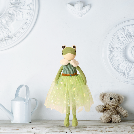 Beautiful plush frog doll that can be used for imaginative play. Perfect gift for girls and boys