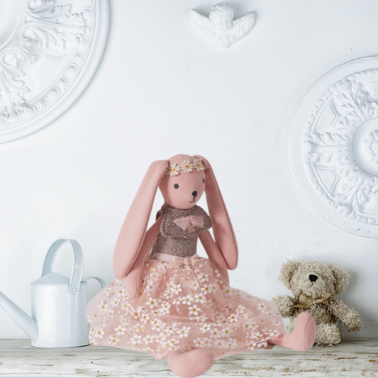 Beautiful plush bunny doll that can be used for imaginative play. Perfect gift for girls and boys