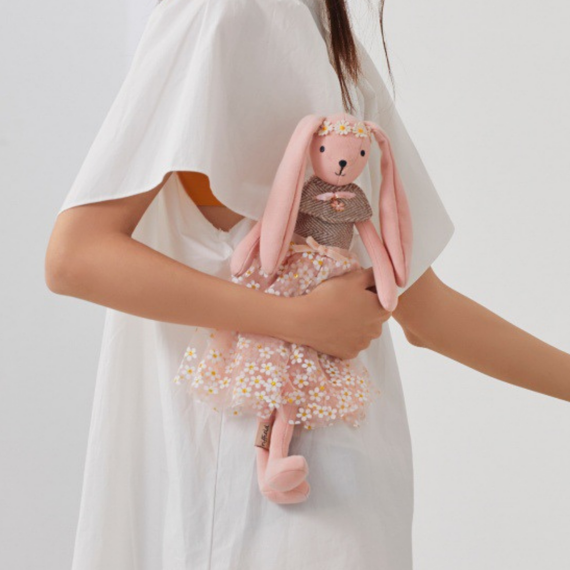 Large Plush bunny Doll with fancy pink dress