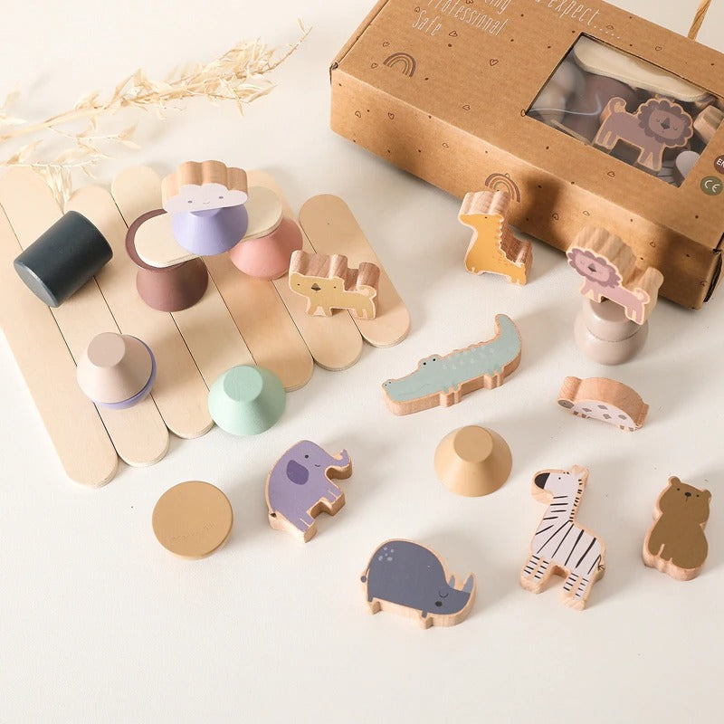 Montessori Animal Wooden Blocks Set