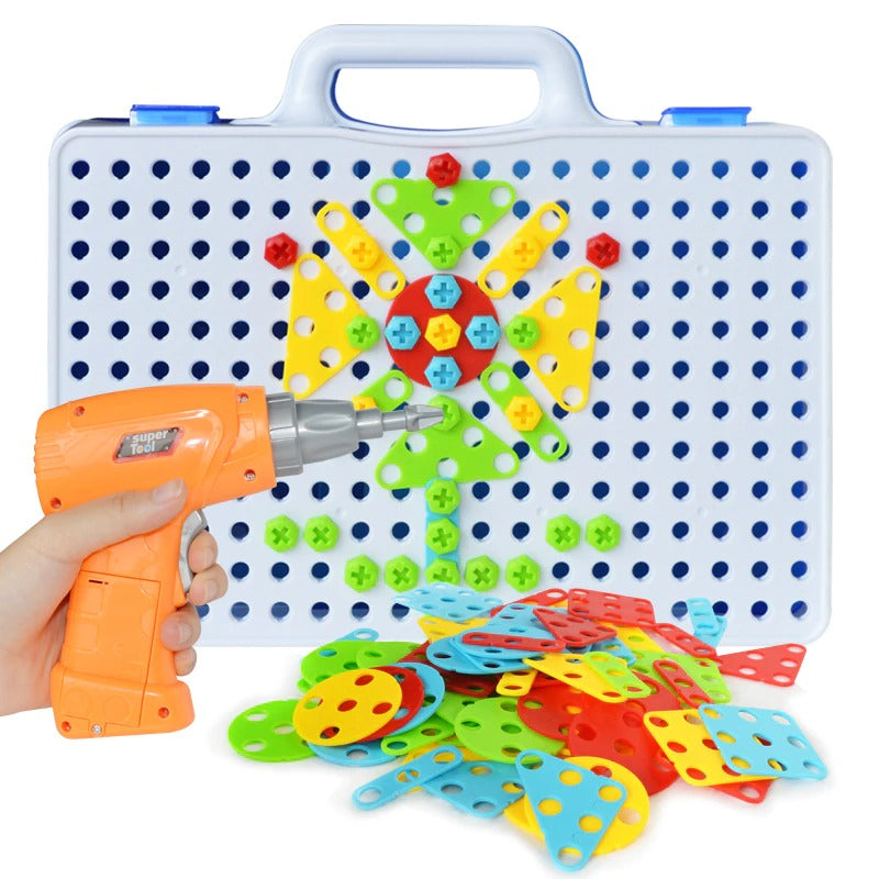 Electric Drill and bolts set for kids. A great educational building game that develops imagination in kids.