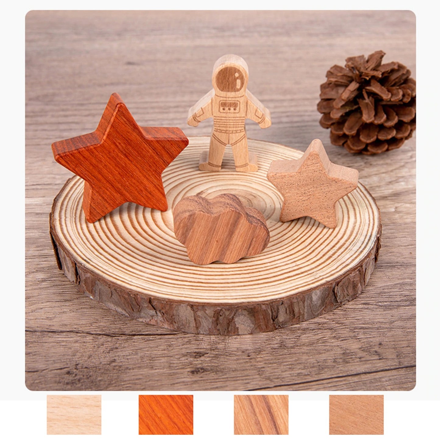 Wooden montessori moon and stars building blocks