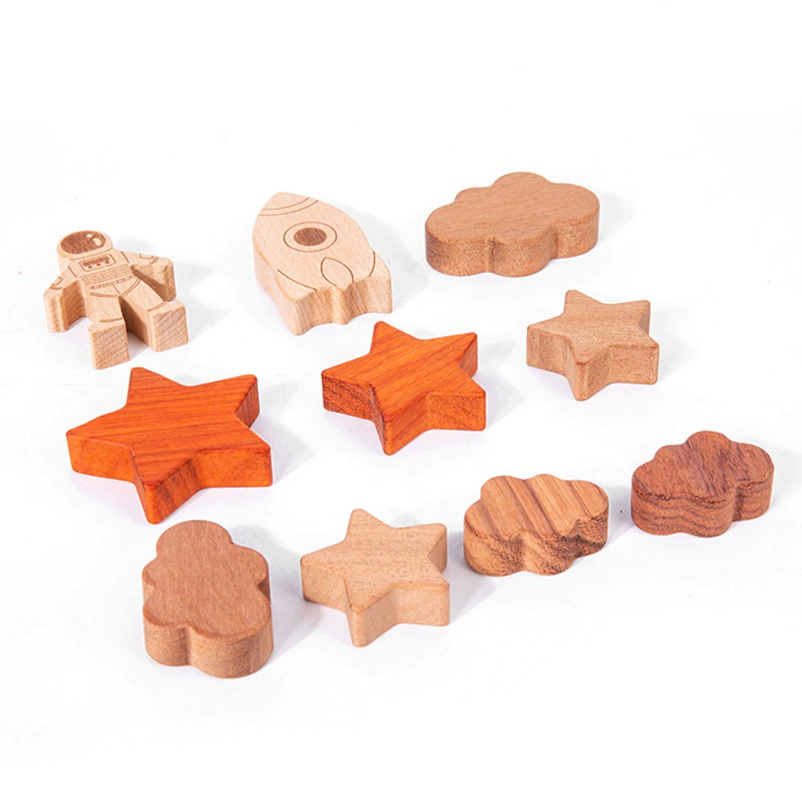 Wooden montessori moon and stars building blocks