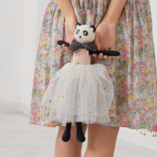 Beautiful plush panda bear doll that can be used for imaginative play. Perfect gift for girls and boys