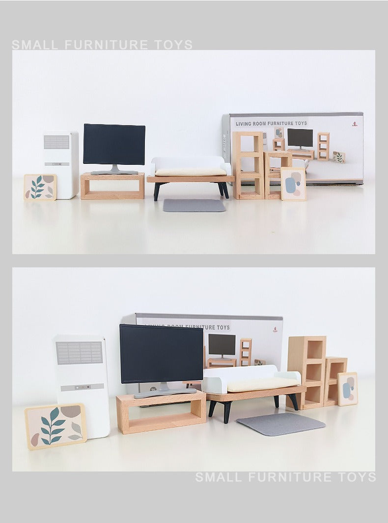 Wooden Miniture Doll Furniture Play Set - Living Room