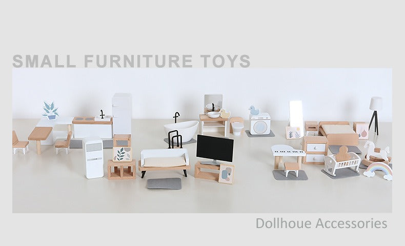 Wooden Miniture Doll Furniture Play Set - Living Room
